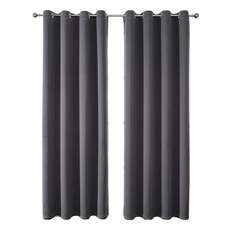 2pcs Semi Blackout Curtain Fabric Solid Colour Home Decor Drapes for Living Room - Yellow - 132x160cm