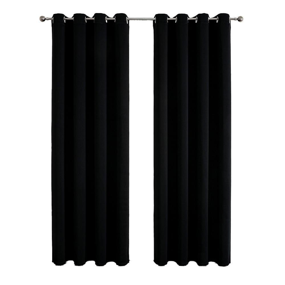 2pcs Semi Blackout Curtain Fabric Solid Colour Home Decor Drapes for Living Room - Light Grey - 132x244cm