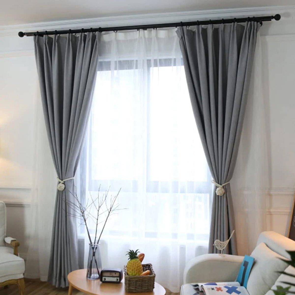 1pair Braided Cotton Curtain Tiebacks No Hole Curtain Holdbacks Hanging Balls - Beige