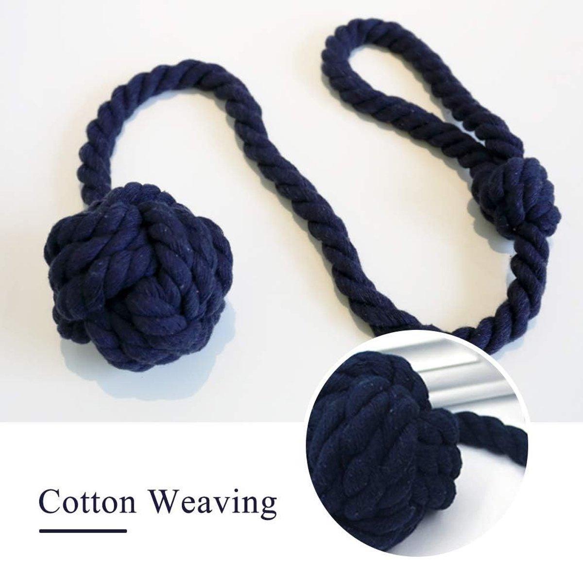 1pair Braided Cotton Curtain Tiebacks No Hole Curtain Holdbacks Hanging Balls - Beige