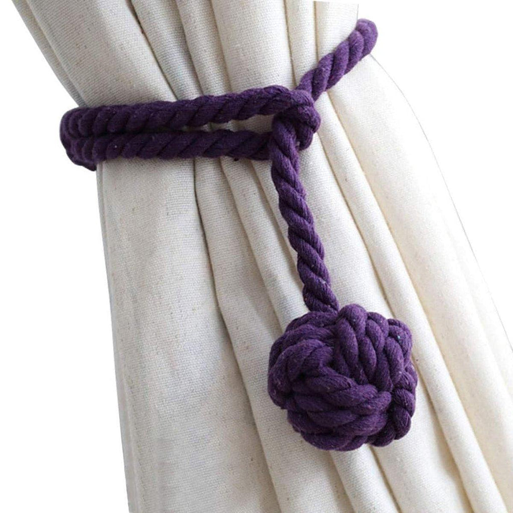 1pair Braided Cotton Curtain Tiebacks No Hole Curtain Holdbacks Hanging Balls - Beige