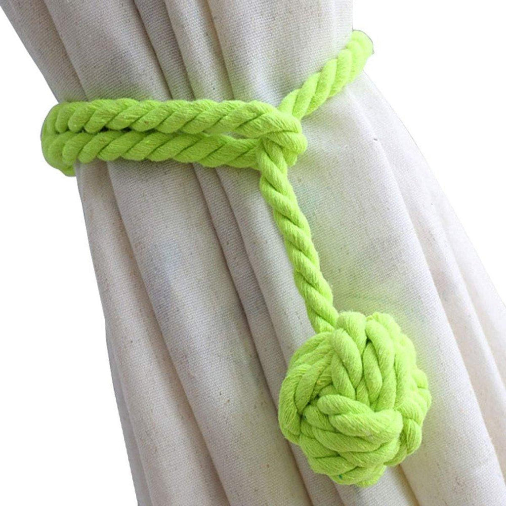 1pair Braided Cotton Curtain Tiebacks No Hole Curtain Holdbacks Hanging Balls - Beige