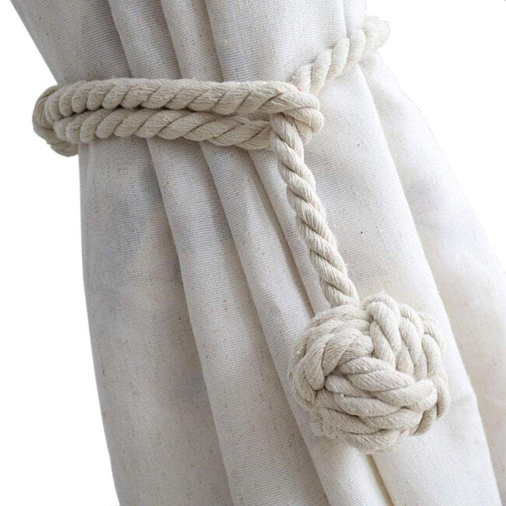 1pair Braided Cotton Curtain Tiebacks No Hole Curtain Holdbacks Hanging Balls - Navy