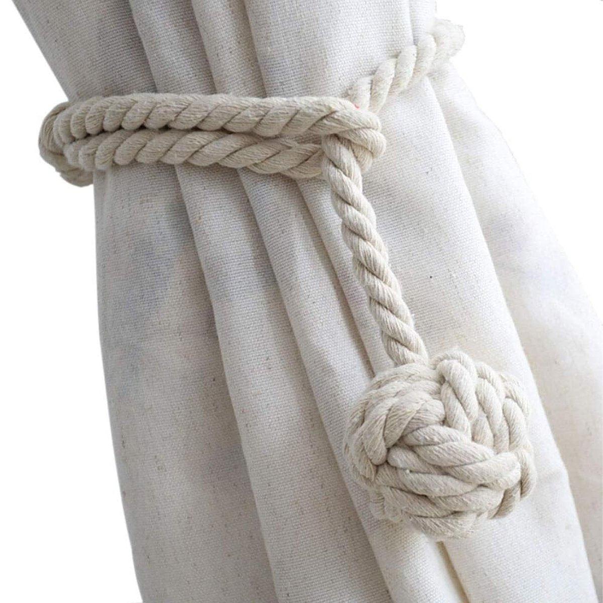 1pair Braided Cotton Curtain Tiebacks No Hole Curtain Holdbacks Hanging Balls - Pink