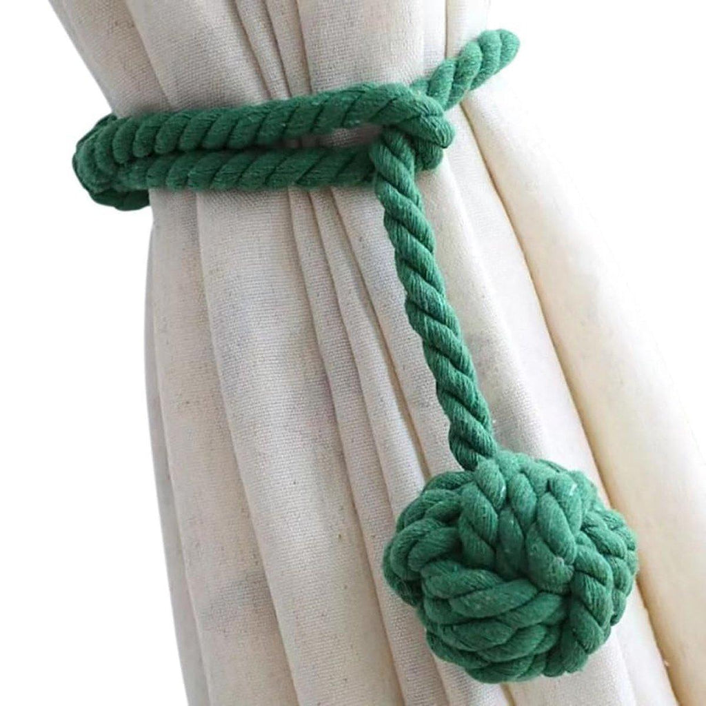 1pair Braided Cotton Curtain Tiebacks No Hole Curtain Holdbacks Hanging Balls - Pink