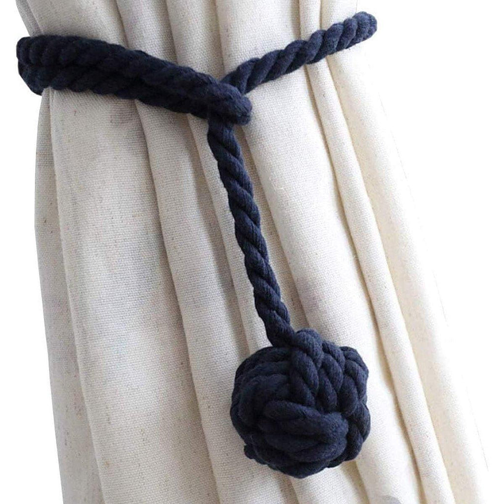 1pair Braided Cotton Curtain Tiebacks No Hole Curtain Holdbacks Hanging Balls - Pink