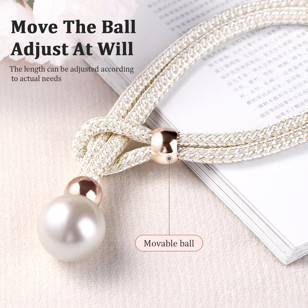 Curtain Tiebacks Pearl Strap Set 3 Pairs Decorative Buckle Holder Rings Hooks - Blue