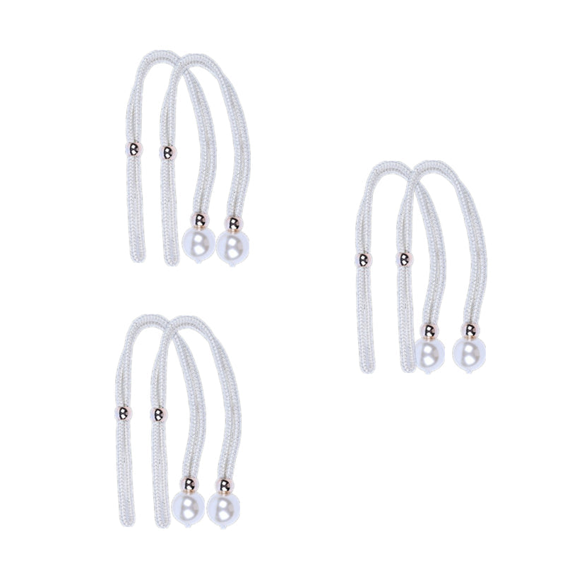 Curtain Tiebacks Pearl Strap Set 3 Pairs Decorative Buckle Holder Rings Hooks - Grey