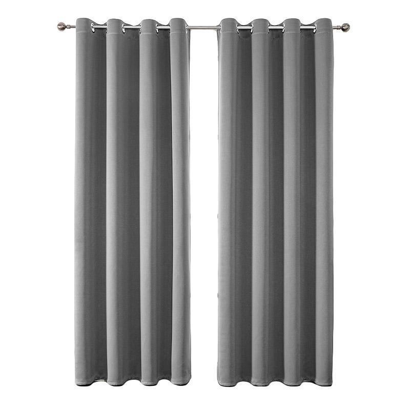 2pcs Semi Blackout Curtain Fabric Solid Colour Home Decor Drapes for Living Room - Dark Grey - 132x160cm