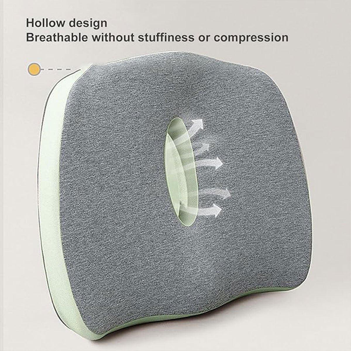 Memory Foam Seat Cushion for Office and Travel Support with Ergonomic Design - Blue