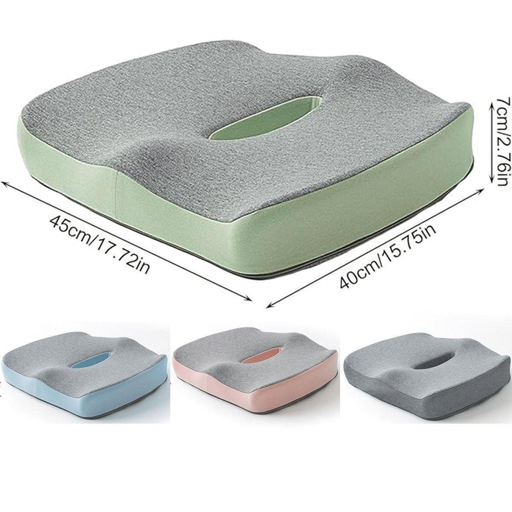 Memory Foam Seat Cushion for Office and Travel Support with Ergonomic Design - Grey