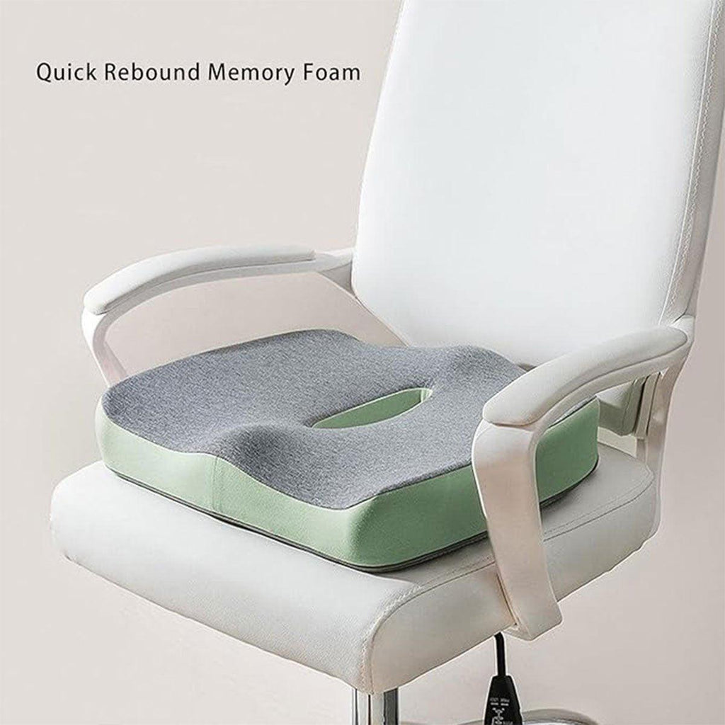 Memory Foam Seat Cushion for Office and Travel Support with Ergonomic Design - Grey