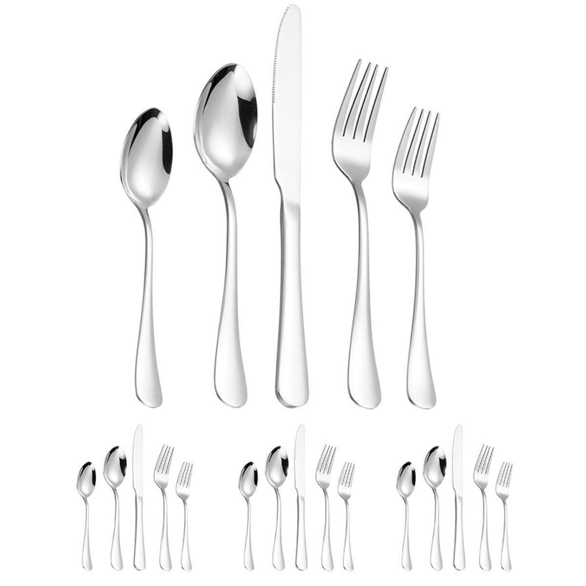 20/40pcs Stainless Steel Cutlery Set Knife Fork Spoon Western Hotel Tableware - Golden-20pcs