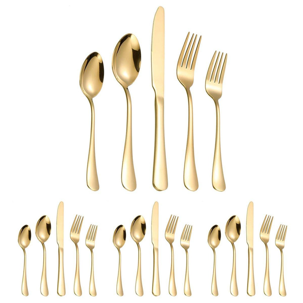 20/40pcs Stainless Steel Cutlery Set Knife Fork Spoon Western Hotel Tableware - Silver-40pcs