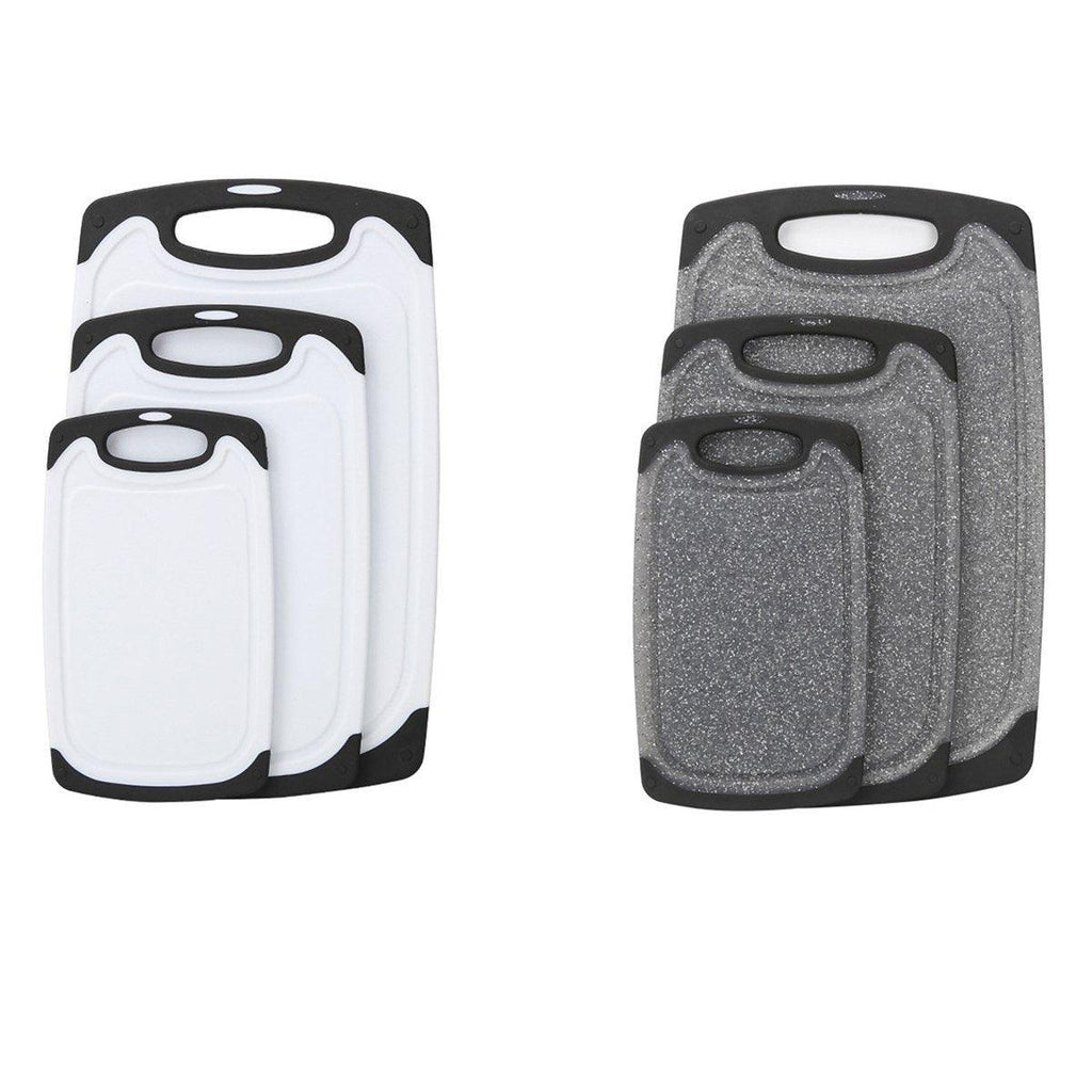3pcs Wheat Straw Plastic Cutting Board Set Chopping Board Kitchen - Black
