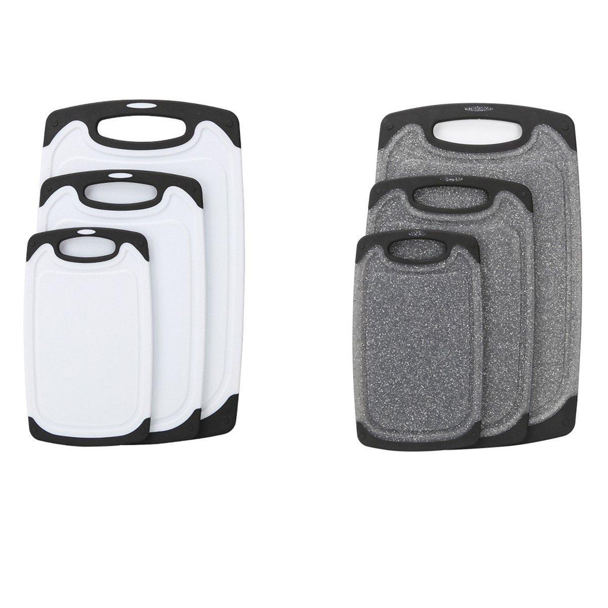 3pcs Wheat Straw Plastic Cutting Board Set Chopping Board Kitchen - Black