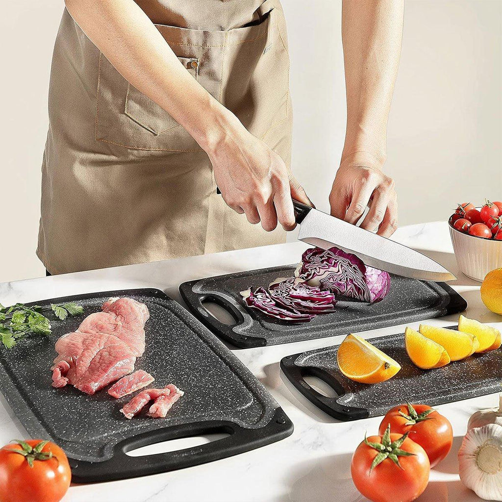 3pcs Wheat Straw Plastic Cutting Board Set Chopping Board Kitchen - White