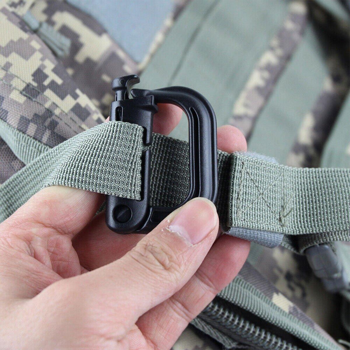 2/5pcs Outdoor D-ring Buckle for Backpack Mountaineering Hiking Camping Clip - 2pcs-Black