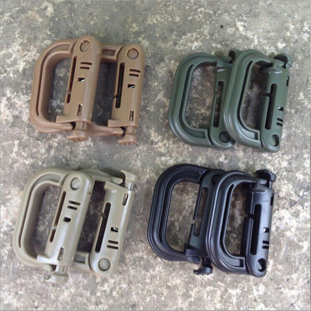 2/5pcs Outdoor D-ring Buckle for Backpack Mountaineering Hiking Camping Clip - 2pcs-Black