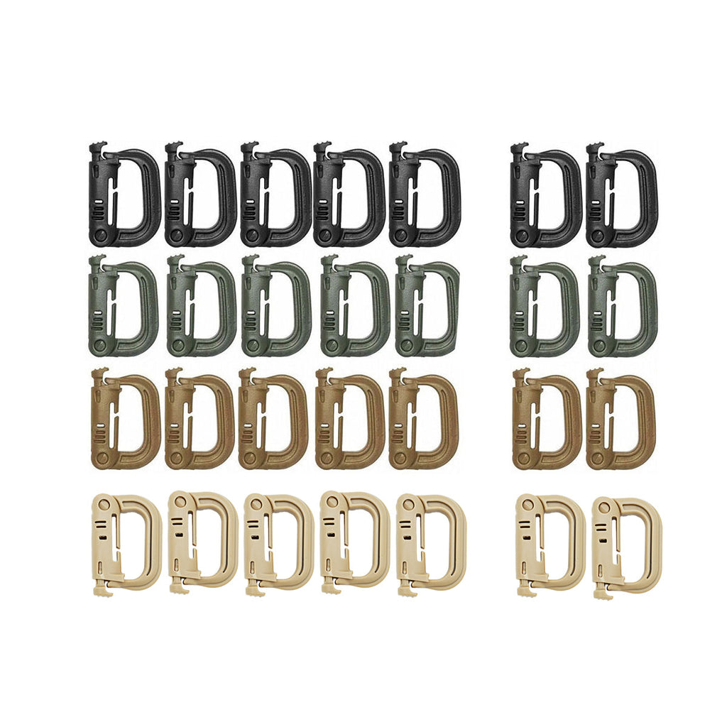 2/5pcs Outdoor D-ring Buckle for Backpack Mountaineering Hiking Camping Clip - 5pcs-Black