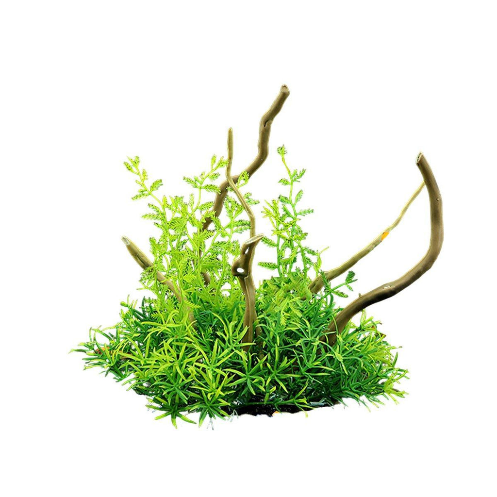 Aquarium Landscaping Decoration Artificial Wood and Plants Fish Tank Ornament - CM2503-Dark Red