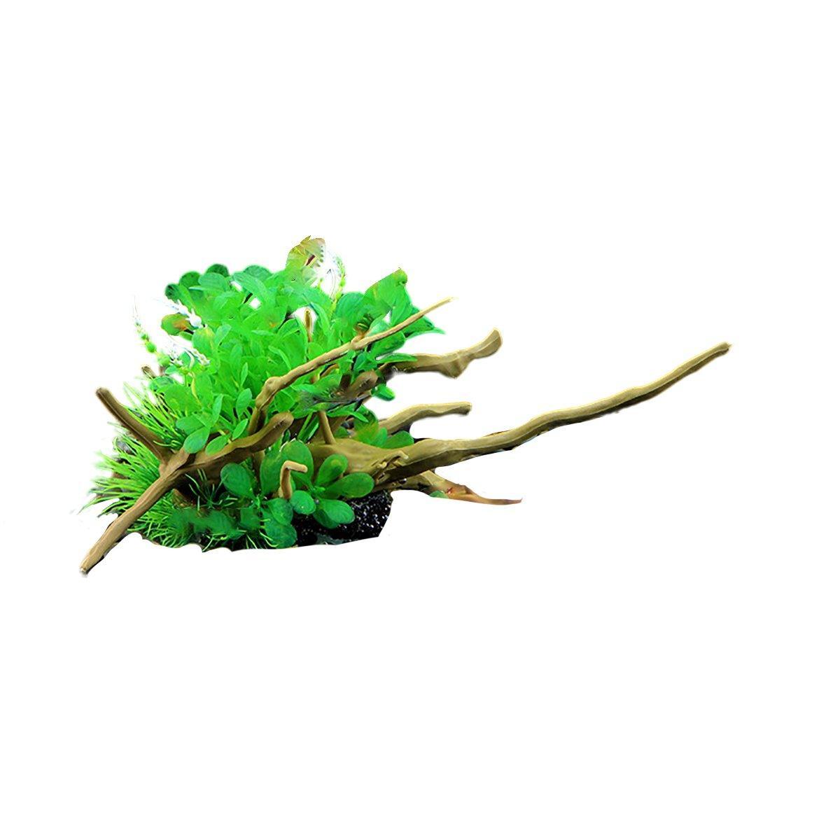 Aquarium Landscaping Decoration Artificial Wood and Plants Fish Tank Ornament - CM2503-Dark Red