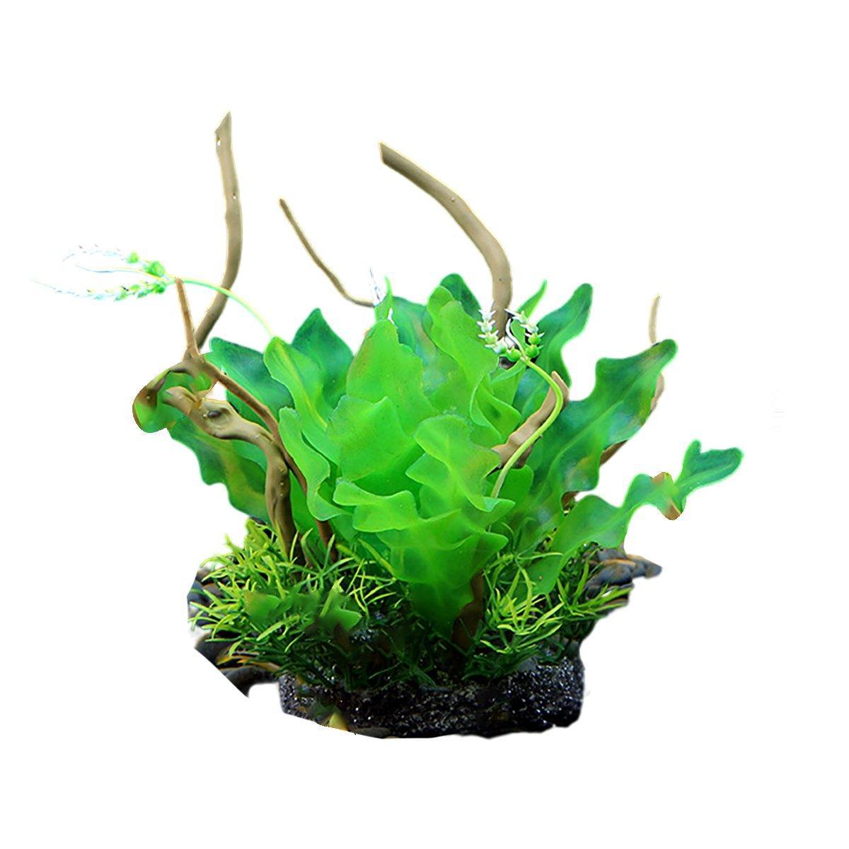 Aquarium Landscaping Decoration Artificial Wood and Plants Fish Tank Ornament - CM3303-Green Orange