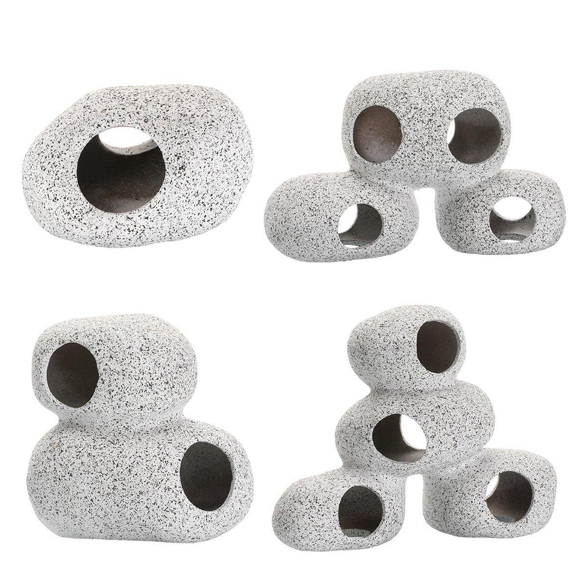 Clay Pot Aquarium Decoration Shrimp House Cichlid Breeding Tank Fish Nest - Double Hole