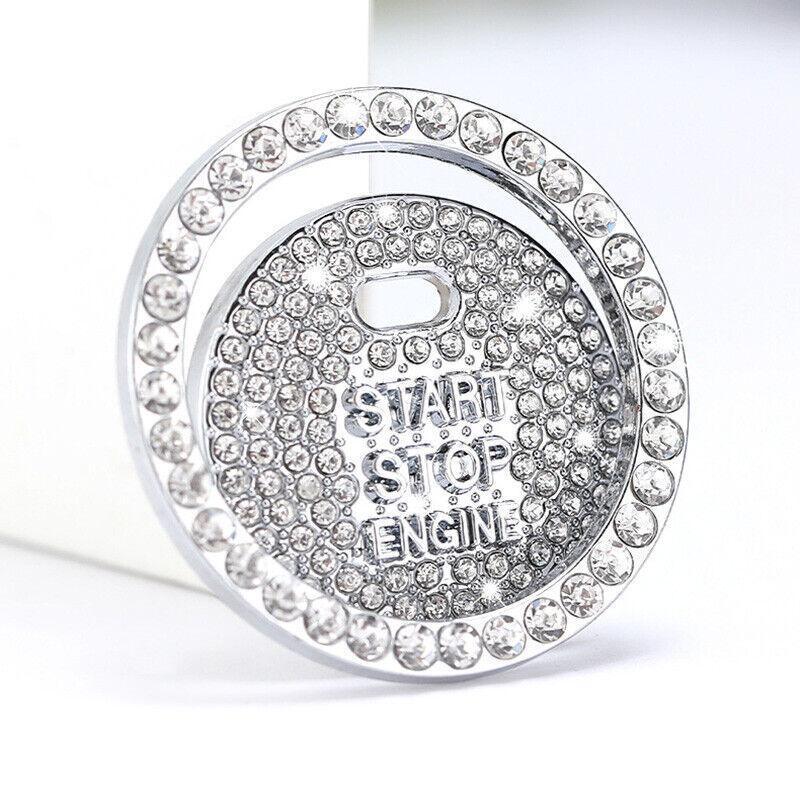 Bling Crystal Ring For Car One Key Engine Start Stop Decoration Button - Pink