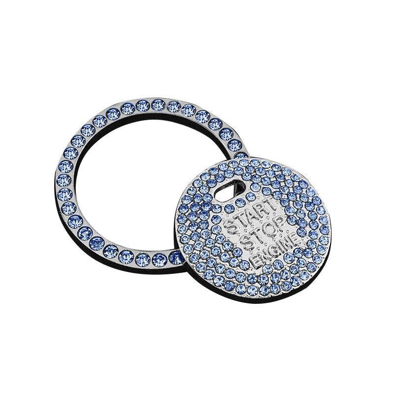 Bling Crystal Ring For Car One Key Engine Start Stop Decoration Button - White