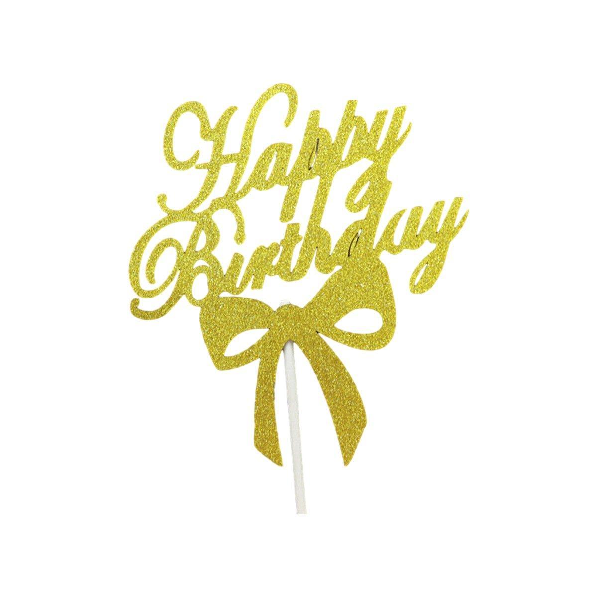 Happy Birthday Cake Topper Colour Printed Acrylic Party Decorations - Blue-Deer