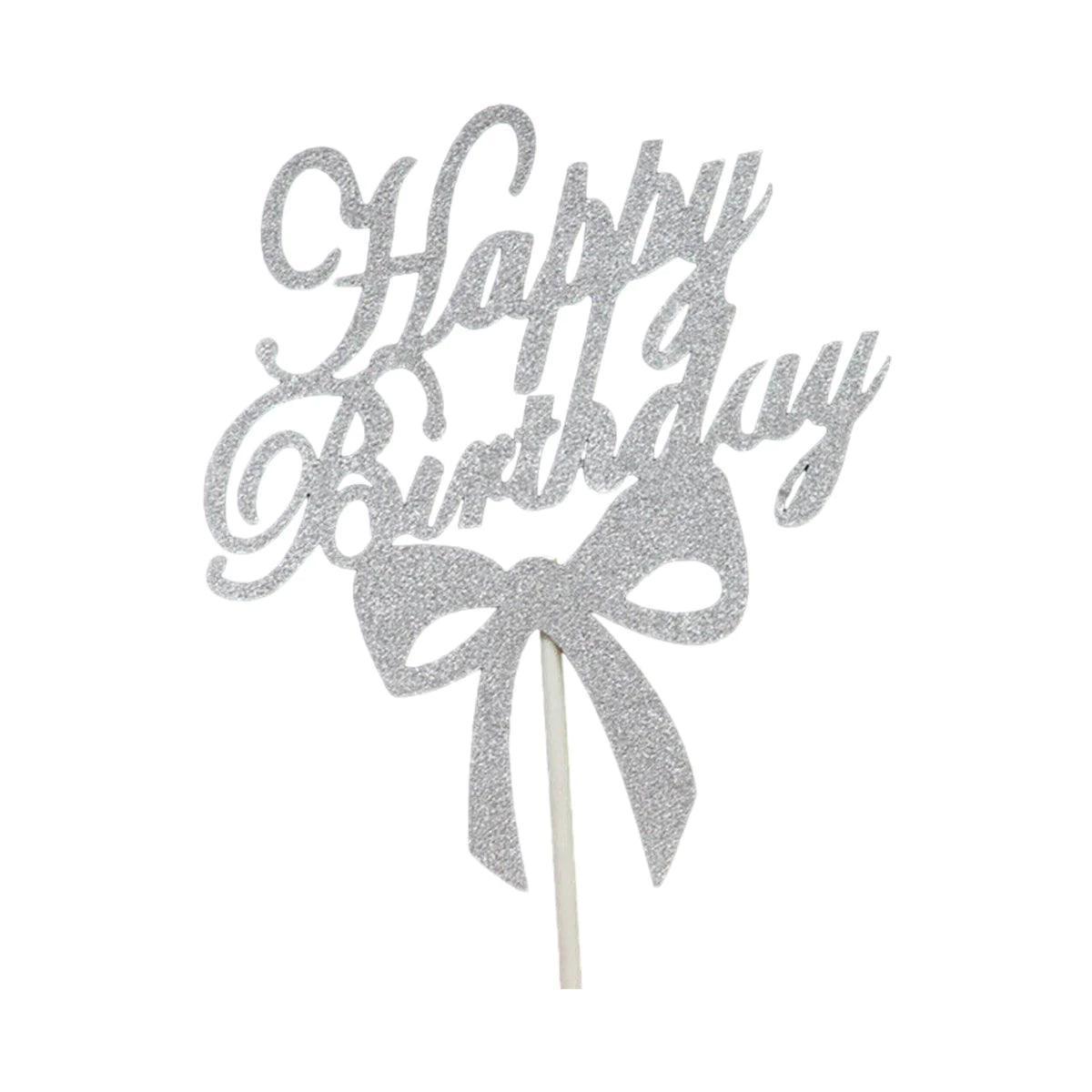 Happy Birthday Cake Topper Colour Printed Acrylic Party Decorations - Gold-Deer