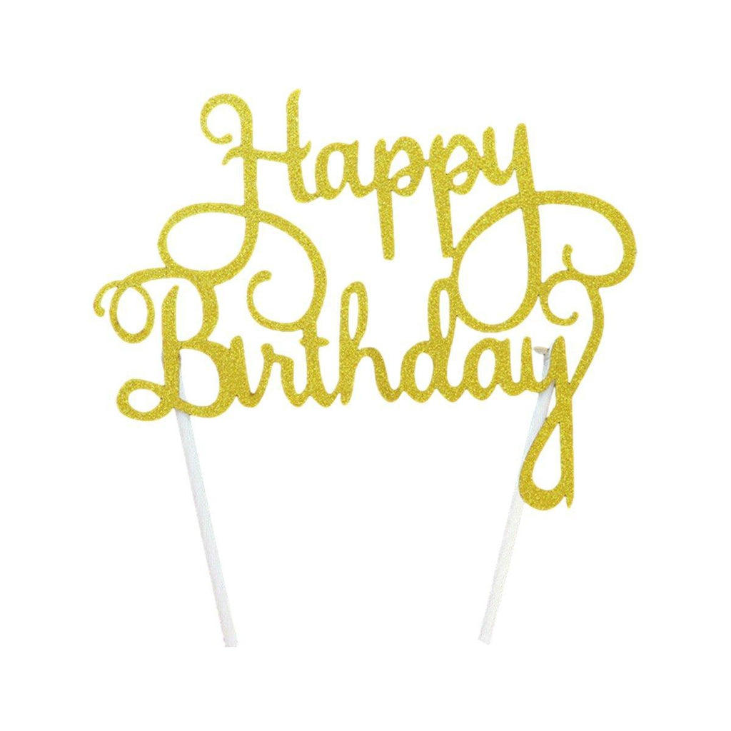 Happy Birthday Cake Topper Colour Printed Acrylic Party Decorations - Rose Red-Deer