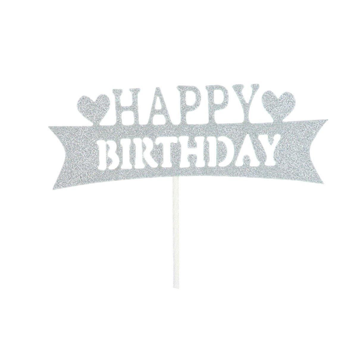 Happy Birthday Cake Topper Colour Printed Acrylic Party Decorations - Rose Red-Deer