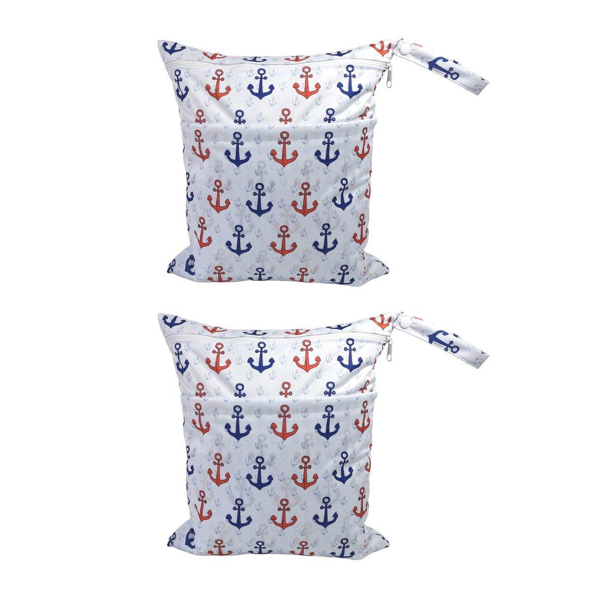 2PCS Cartoon Printed Diaper Bag Double Zipper Washable Storage Organizer - Colour Heart