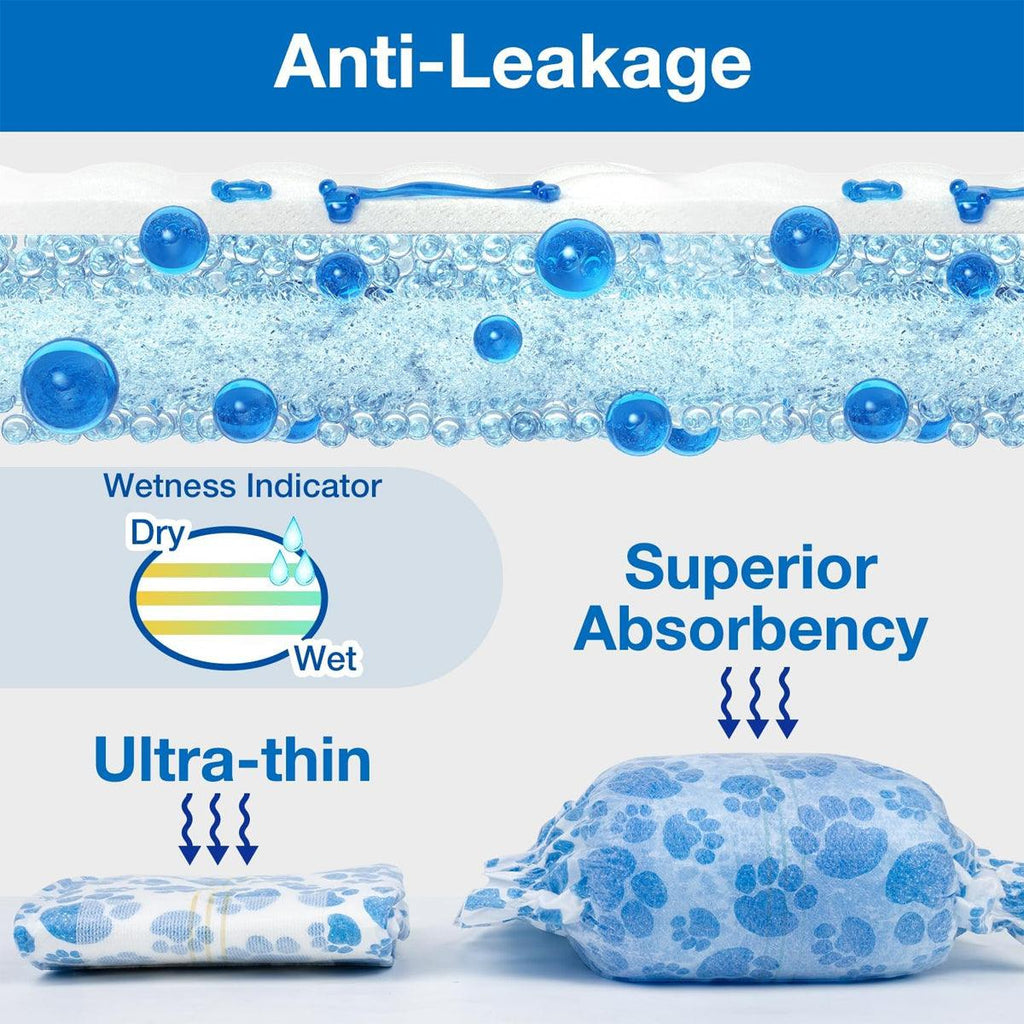 Male Disposable Dog Diapers Leakproof Breathable with Colour Indicator - XS 14-33cm
