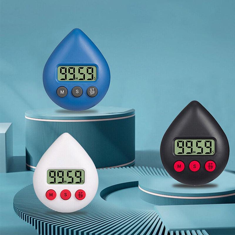Water Drop Digital Timer Kitchen Study Alarm Countdown Electronic Clock 4 Colours - Blue