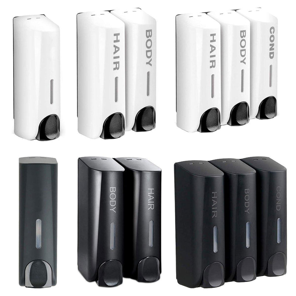 Hotel Wall Mounted Soap Dispenser Bathroom Shampoo Shower Gel Hand Soap Box - White-Double
