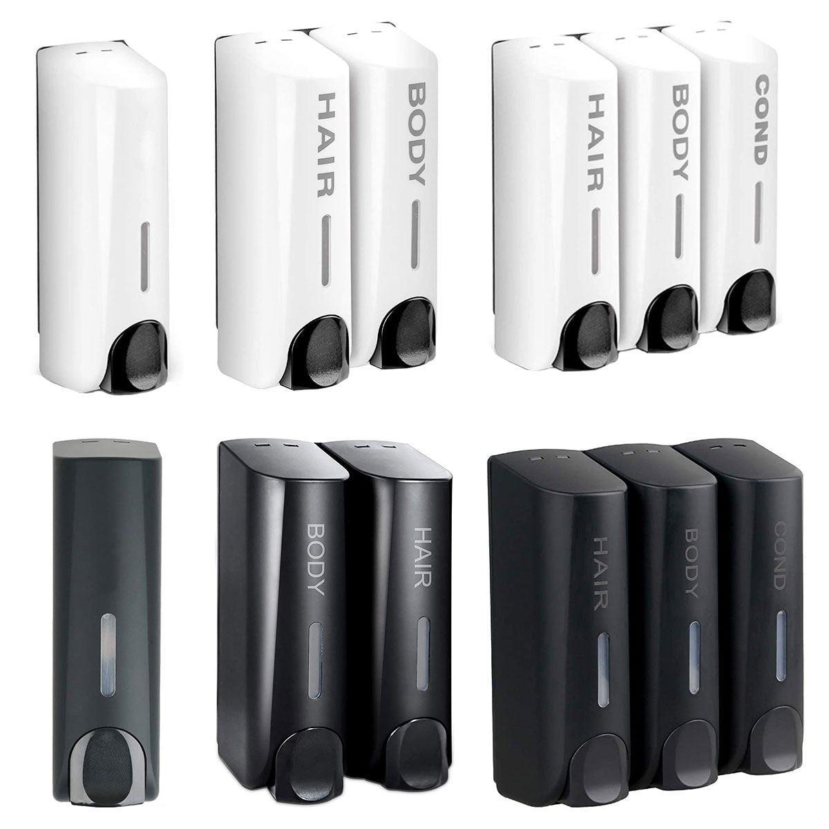 Hotel Wall Mounted Soap Dispenser Bathroom Shampoo Shower Gel Hand Soap Box - White-Double