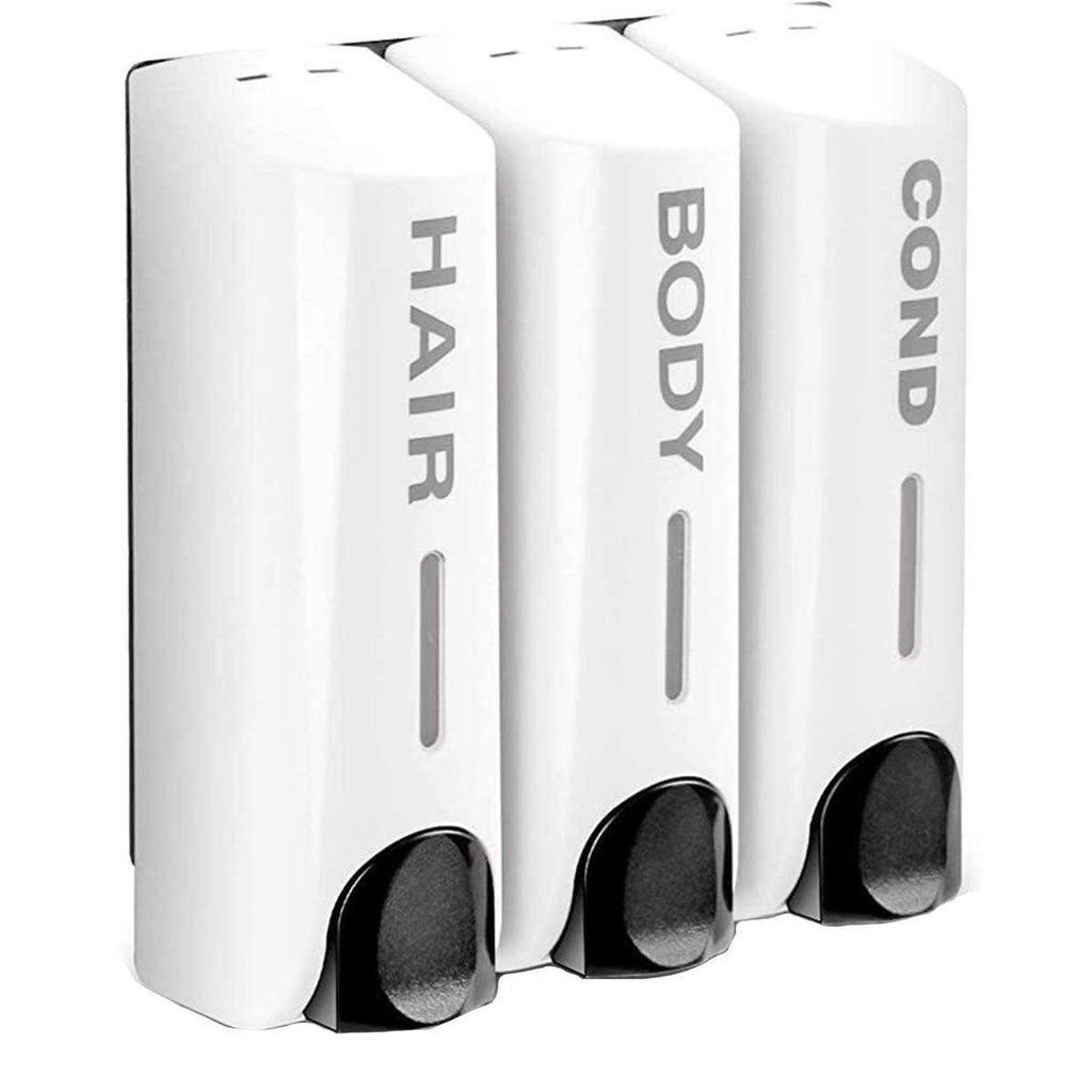 Hotel Wall Mounted Soap Dispenser Bathroom Shampoo Shower Gel Hand Soap Box - White-Double