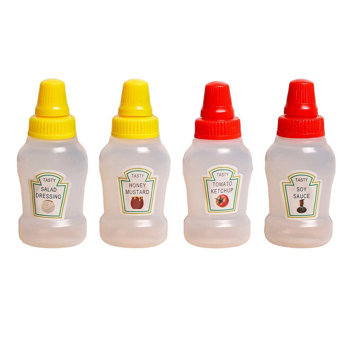 4pcs Mini Portable Sauce Box Condiment Dispensers for Picnic and Outdoor Use - Honey Mustard