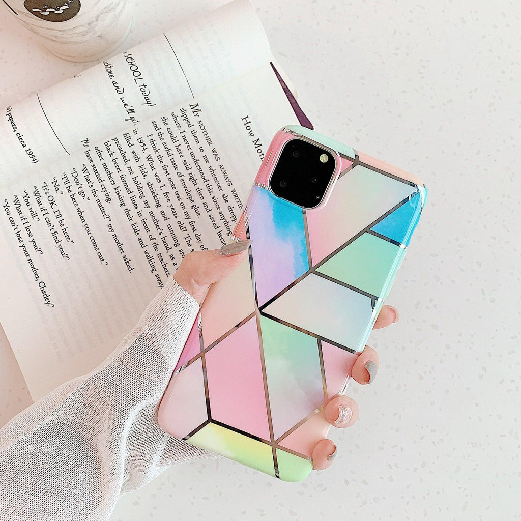 Rainbow Case for iPhone 14 13 12 11 Pro Max XR XS Marble Phone Shockproof Cover Silicone - For iphone 13 Pro