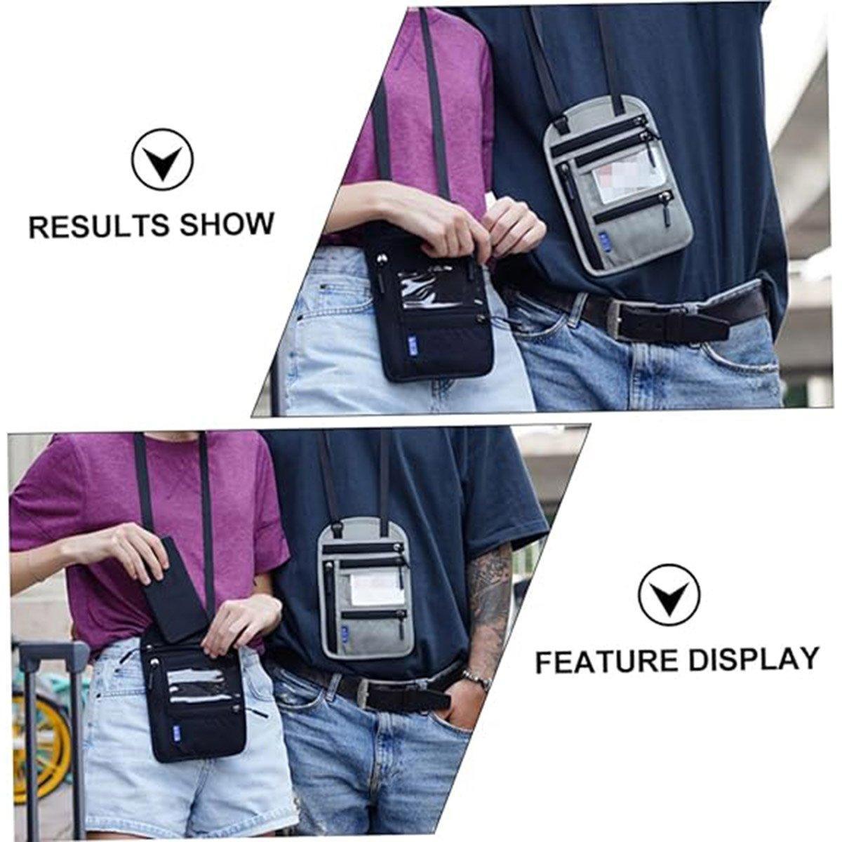 Multi-Functional Travel Passport Document Bag Protective Case Cover Holder - Grey