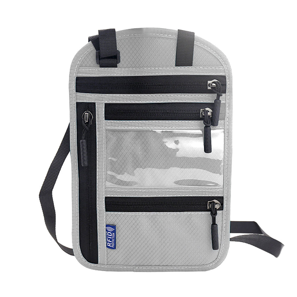Multi-Functional Travel Passport Document Bag Protective Case Cover Holder - Grey