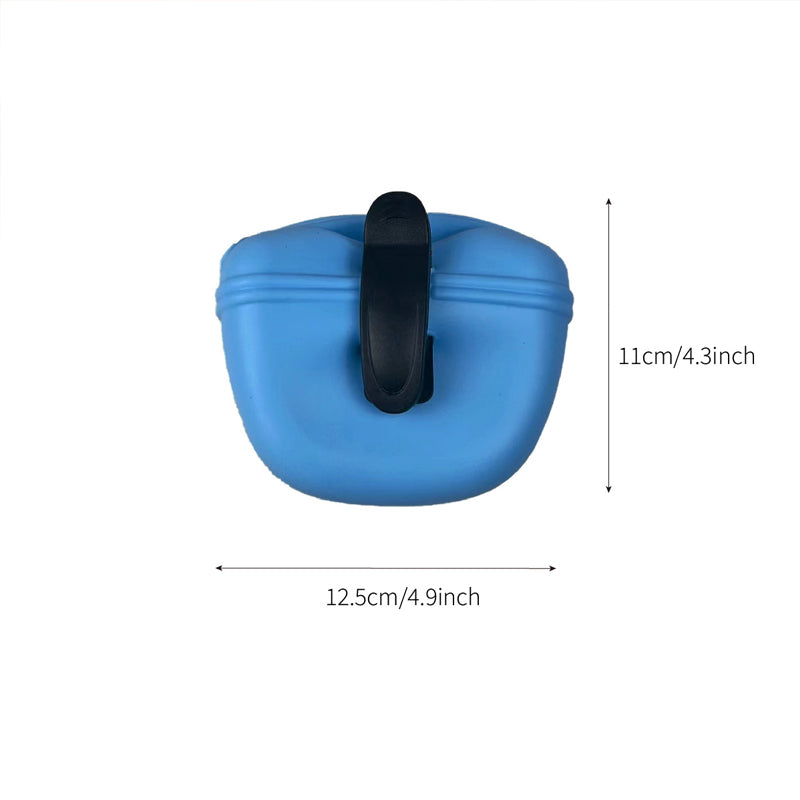 Dog Training Treat Bag Silicone Pet Pouch with Clip Waist Belt Snack Holder - Blue