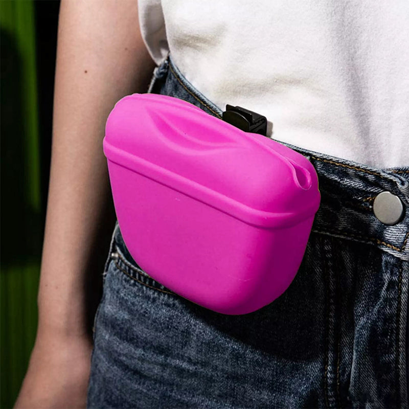 Dog Training Treat Bag Silicone Pet Pouch with Clip Waist Belt Snack Holder - Blue