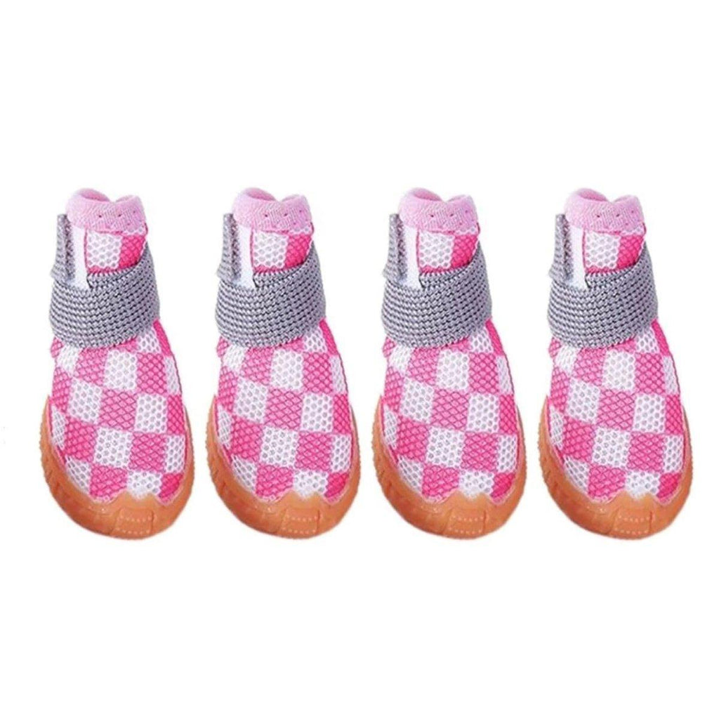 4pcs Breathable Mesh Dog Shoes Small Pets Puppy Paw Protection Summer Boots - Green-1