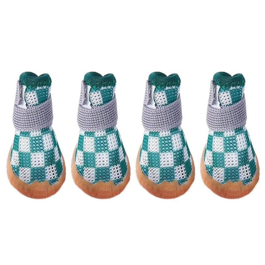 4pcs Breathable Mesh Dog Shoes Small Pets Puppy Paw Protection Summer Boots - Green-1