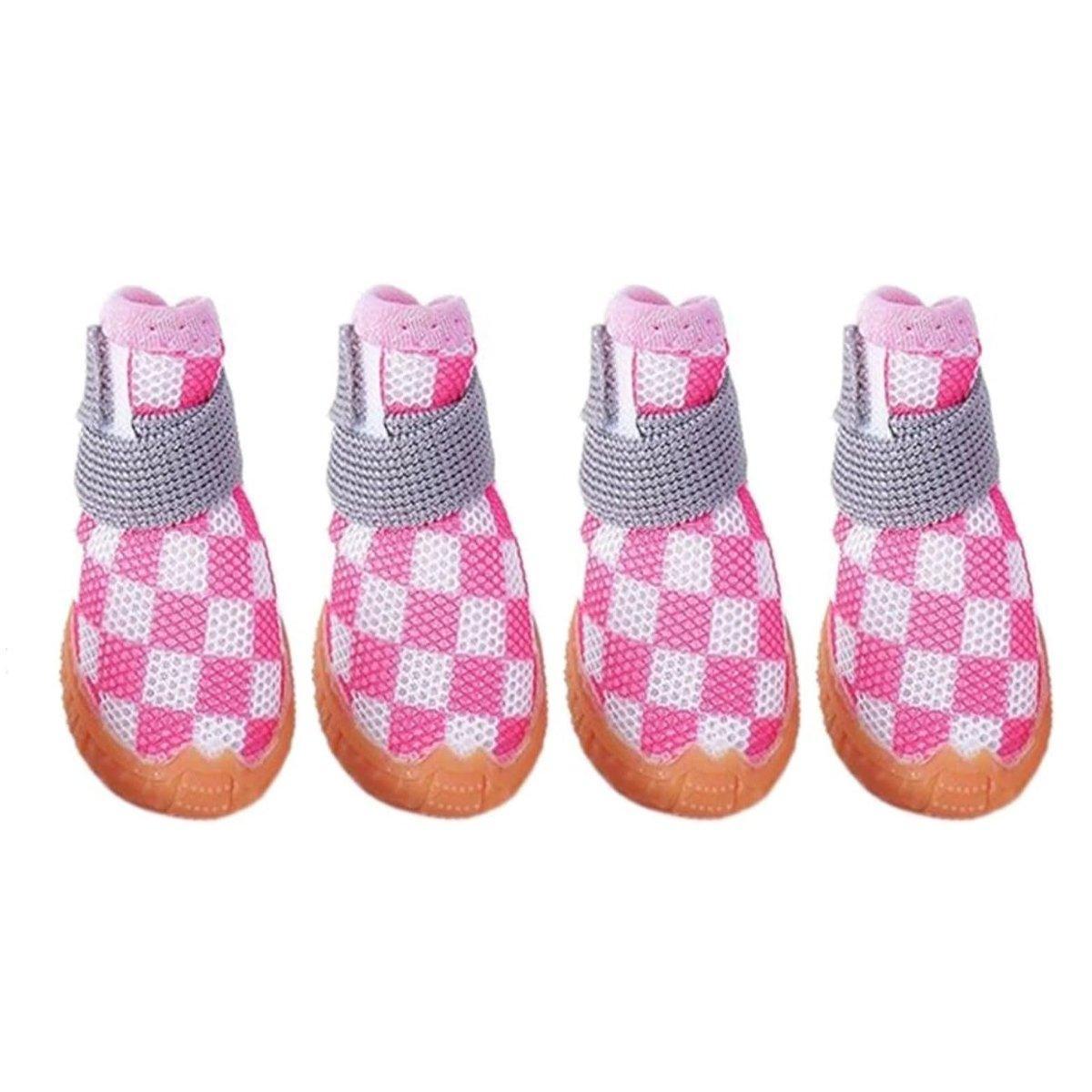 4pcs Breathable Mesh Dog Shoes Small Pets Puppy Paw Protection Summer Boots - Green-3