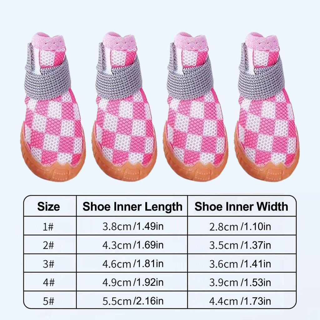 4pcs Breathable Mesh Dog Shoes Small Pets Puppy Paw Protection Summer Boots - Pink-5